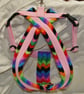 Luxurious Multicoloured ZigZag Fleece Lined Dog Harness, Handmade, Lightweight