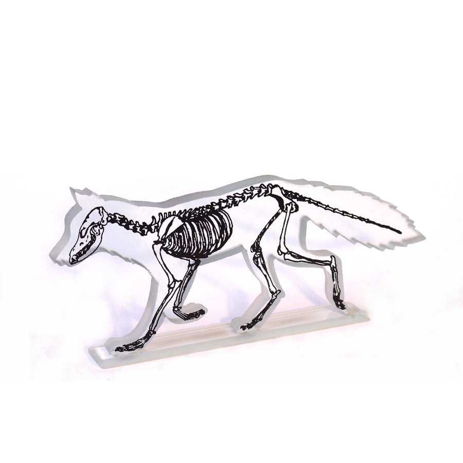 Skeleton Fox Glass Sculpture