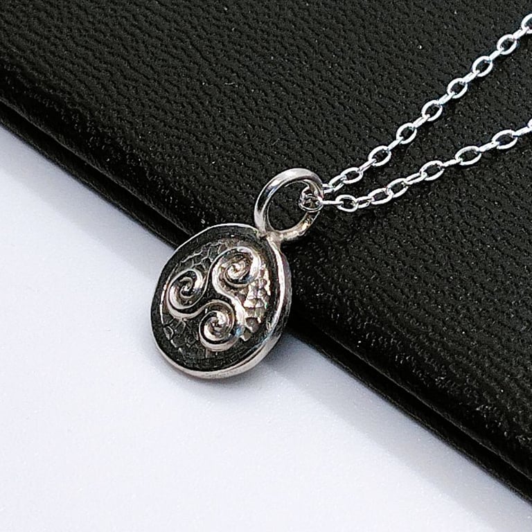 Triskele charm necklace triple spiral necklace pendant sterling silver