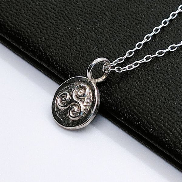 Triskele charm necklace triple spiral necklace pendant sterling silver