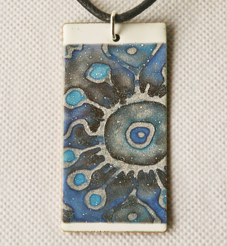 'Microbe' - Micro-Organism Design - Rectangular Pendant in Enamels