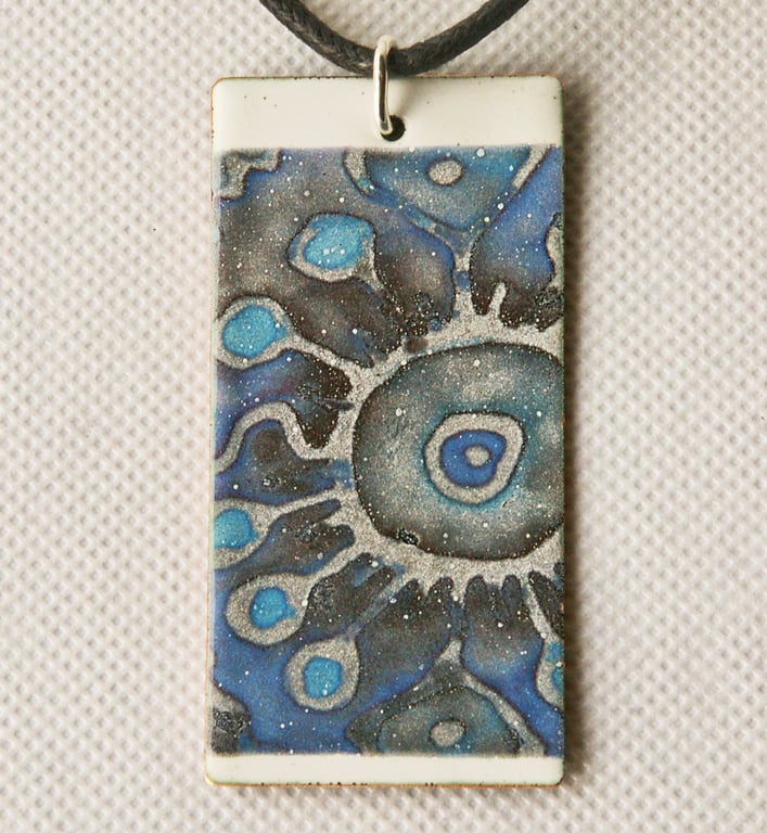 'Microbe' - Micro-Organism Design - Rectangular Pendant in Enamels