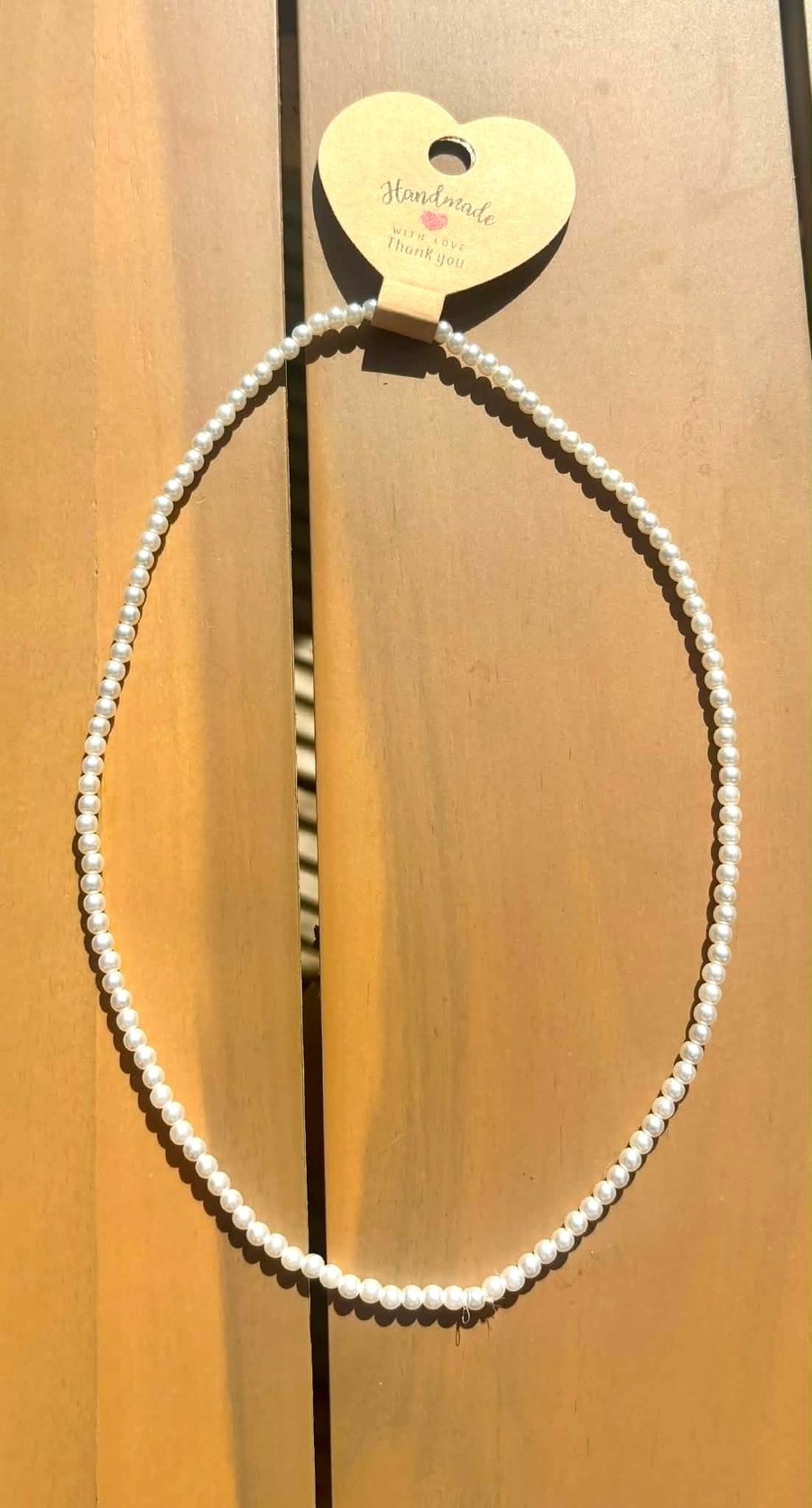 Handmade Pearl Coloured Beaded Necklace