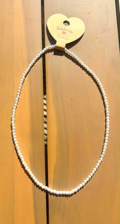 Handmade Pearl Coloured Beaded Necklace