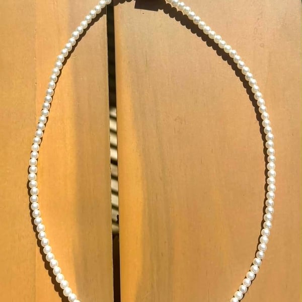 Handmade Pearl Coloured Beaded Necklace