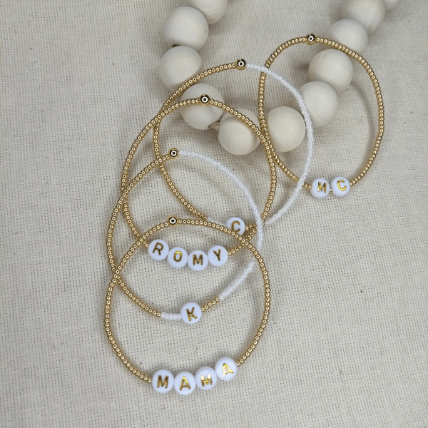 Custom Bracelet, Name Bracelet, Gold Seed Beads, Initial, Bridesmaid, Bride Gift