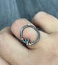 Topaz Rock Pool Ring, circle ring, hammered ring, gift for her, oxidised ring, 