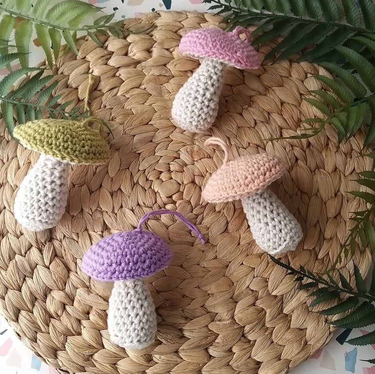 Crochet Hanging Toadstools Mushrooms
