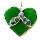 Heart Stained Glass Suncatcher Nugget Green 008