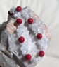 Red Coral & Crackled Clear Quartz Gemstone Statement Chunky Beaded Necklace - Image 2