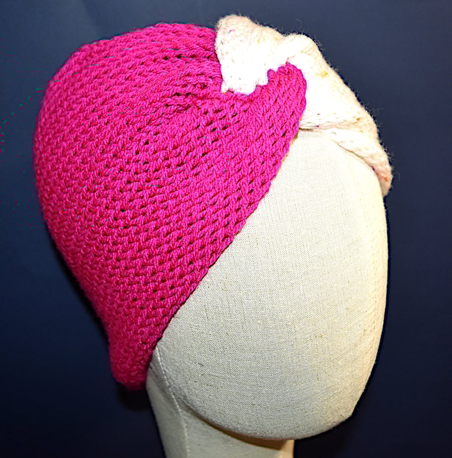 Handcrafted Twisted Head Wrap Ear Warmer 2 Tone Pink