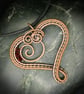 January Copper Heart Birthstone Pendant - Garnet - Siam Swarovski Crystal Beads - Image 1