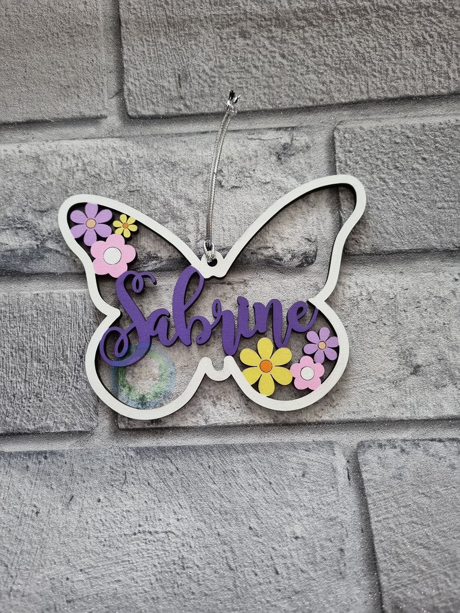 Personalised Butterfly Wooden Name Plaque