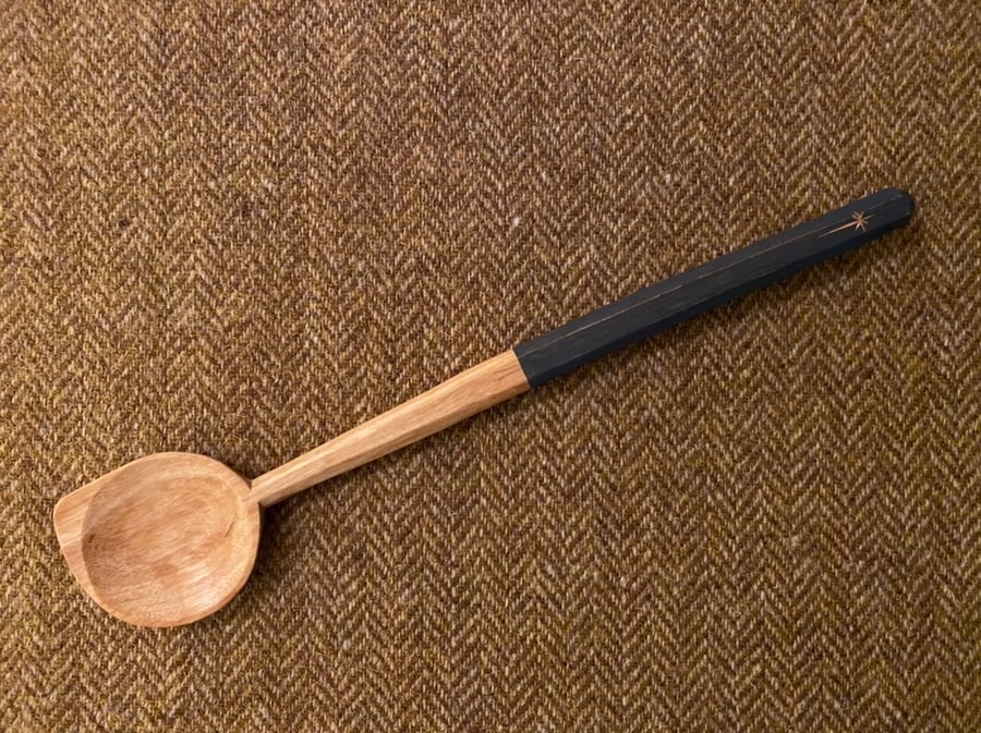 Birch Wood Cooking Spoon- with Christmas Star Motif