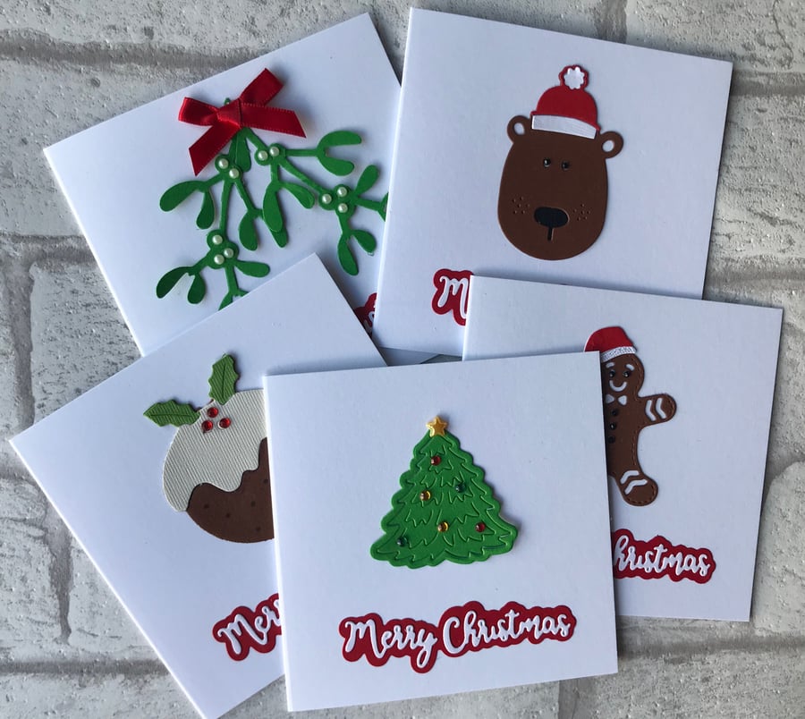 Pack of 5 Handmade Christmas Cards