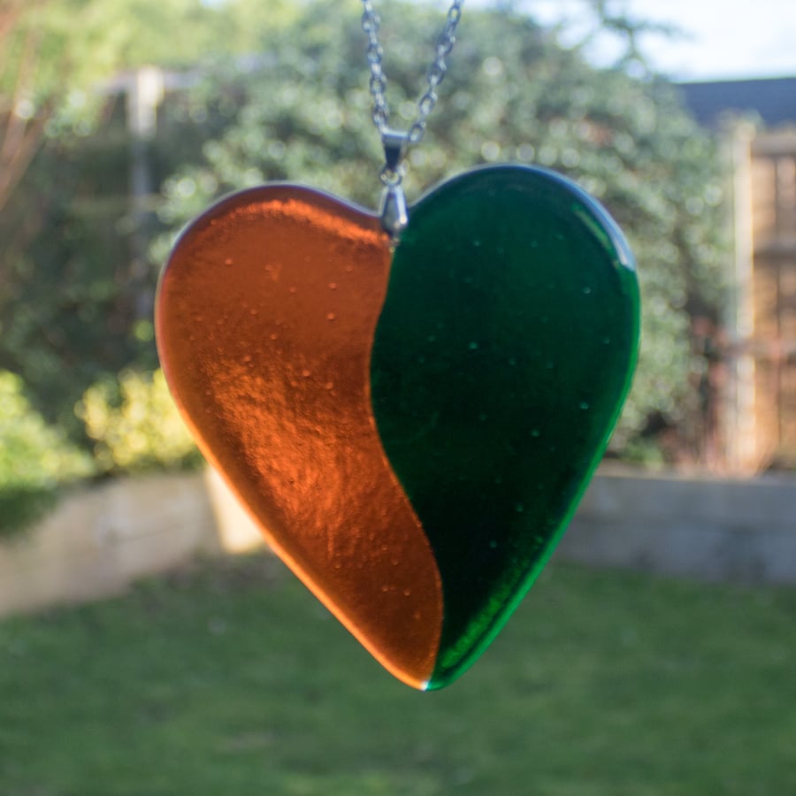 Twin Colour Heart - Green and Orange - 3094