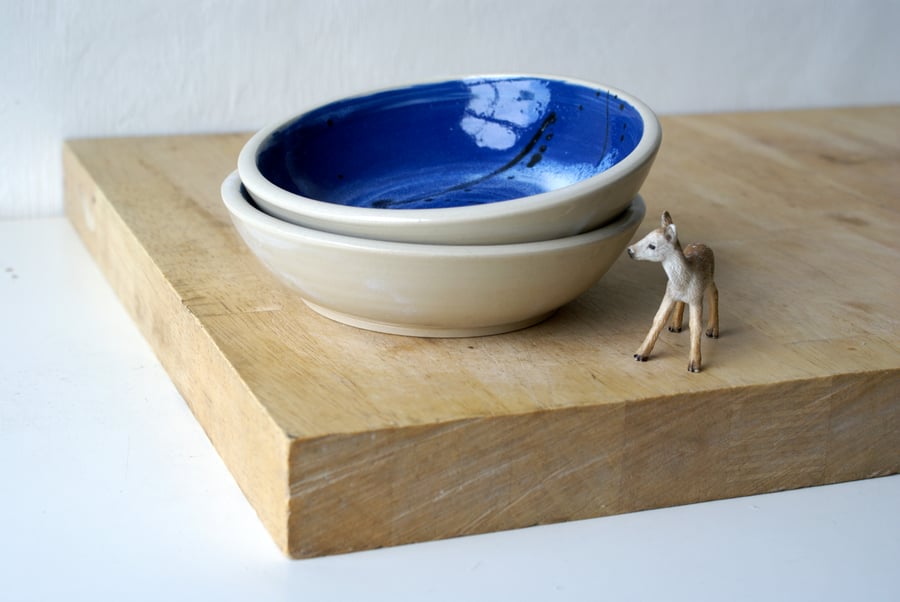Set of two snack bowls in simply clay - hand thrown stoneware bowls