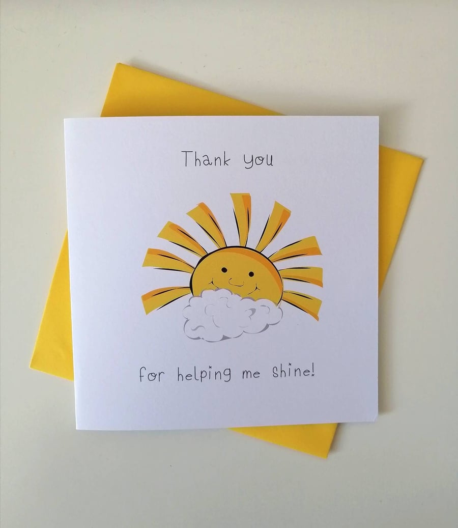 Thank you for helping me shine card, thank you card, thank you teacher, teacher 
