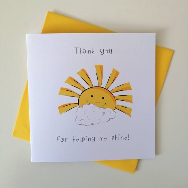 Thank you for helping me shine card, thank you card, thank you teacher, teacher 
