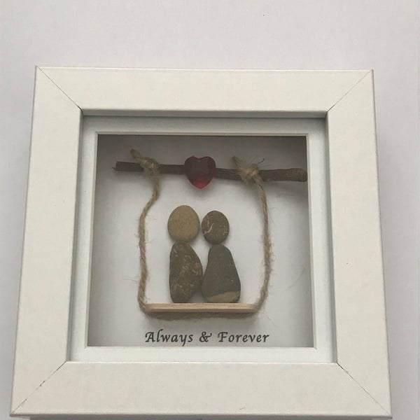 Pebble Artwork Frame, Love Box Frame, Valentine's Box Frame, Pebble Frame Gift, 