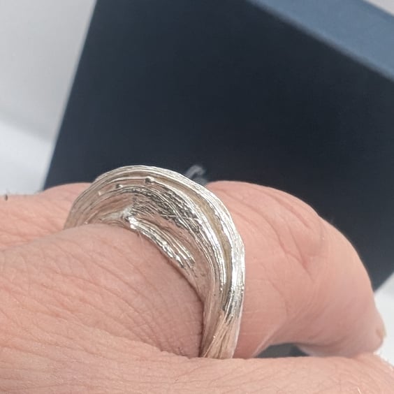 Sterling silver ring, organic shaped in size N