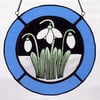Snowdrop Stained Glass Roundel - Pale Blue Surround
