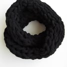 Hand-knitted infinity cosy chunky winter scarf in cream