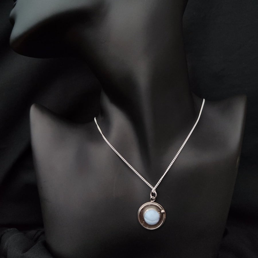 Sterling silver pendant with blue lace agate