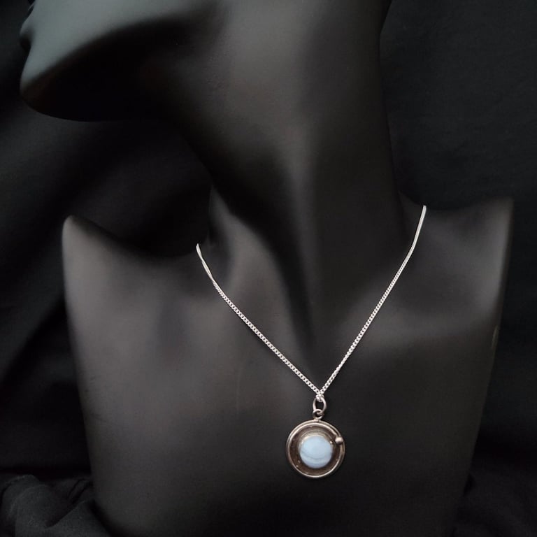 Sterling silver pendant with blue lace agate