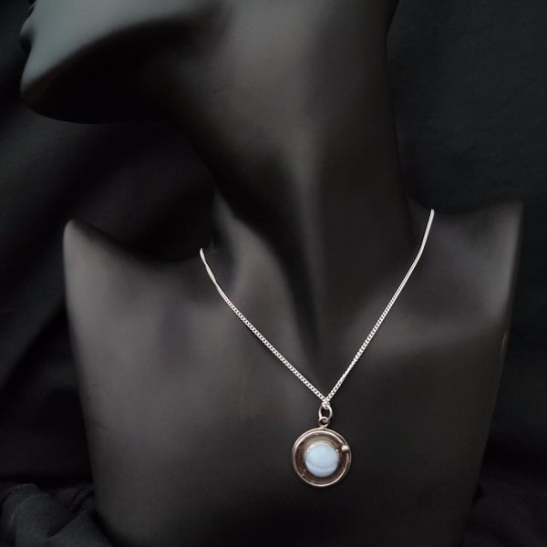Sterling silver pendant with blue lace agate