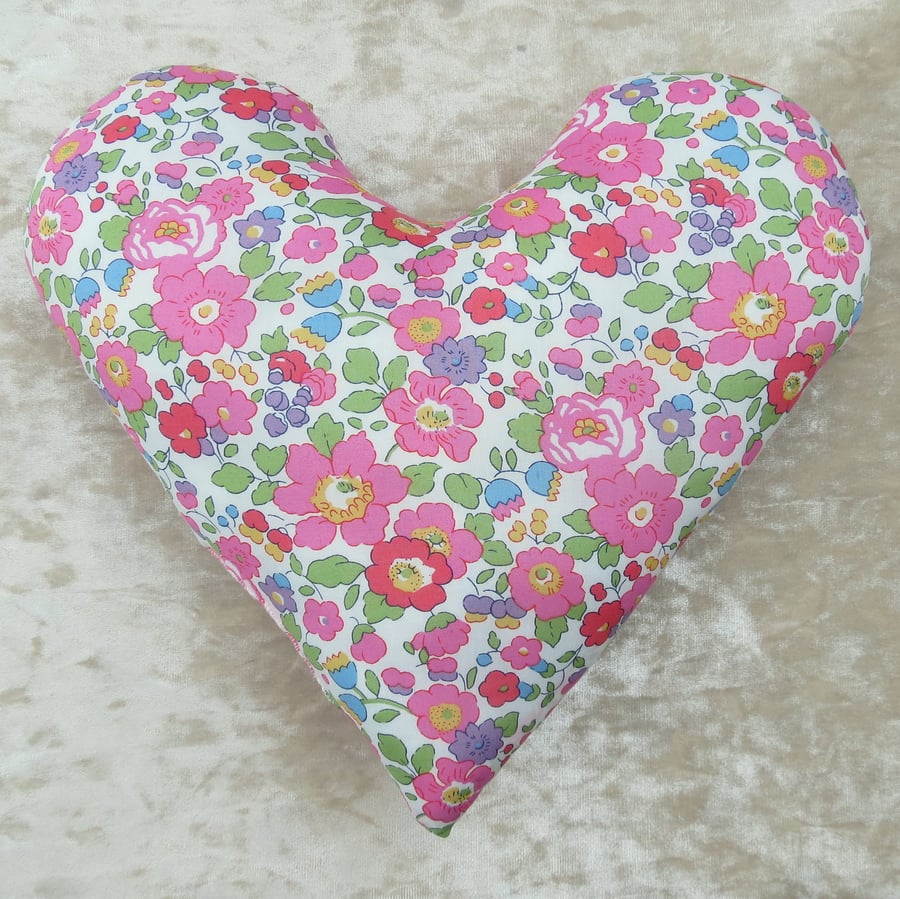 Breast Cancer pillow.  Heart pillow.  Made from Liberty Tana Lawn.