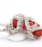 Coral silver plated wire wrapped pendant - Image 5