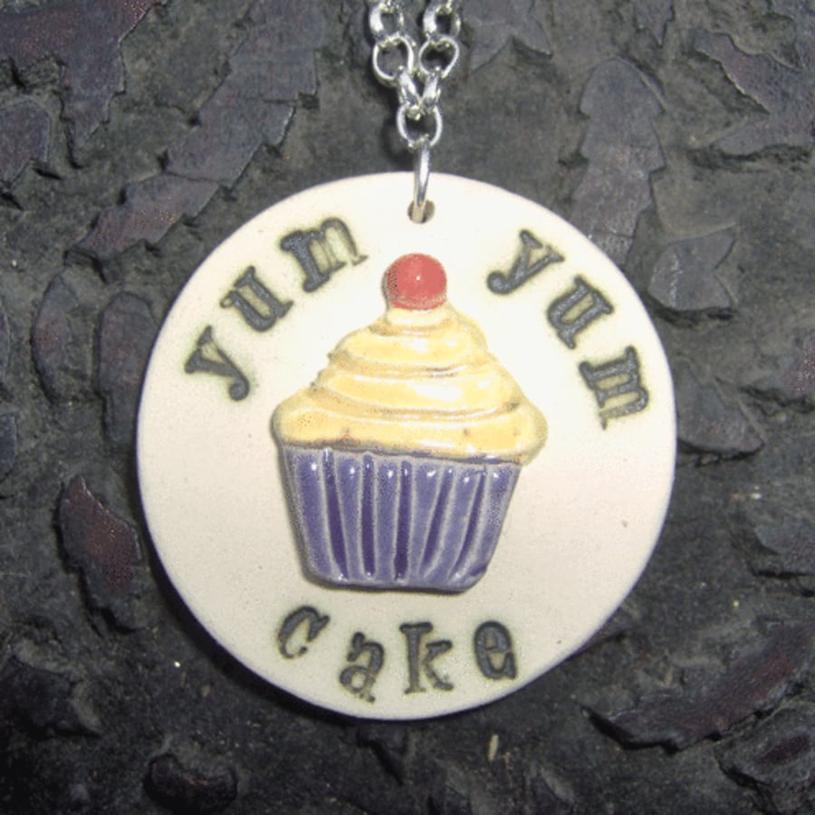 cupcake ceramic pendant