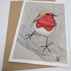 Robin Embroidered Portrait Greetings Card