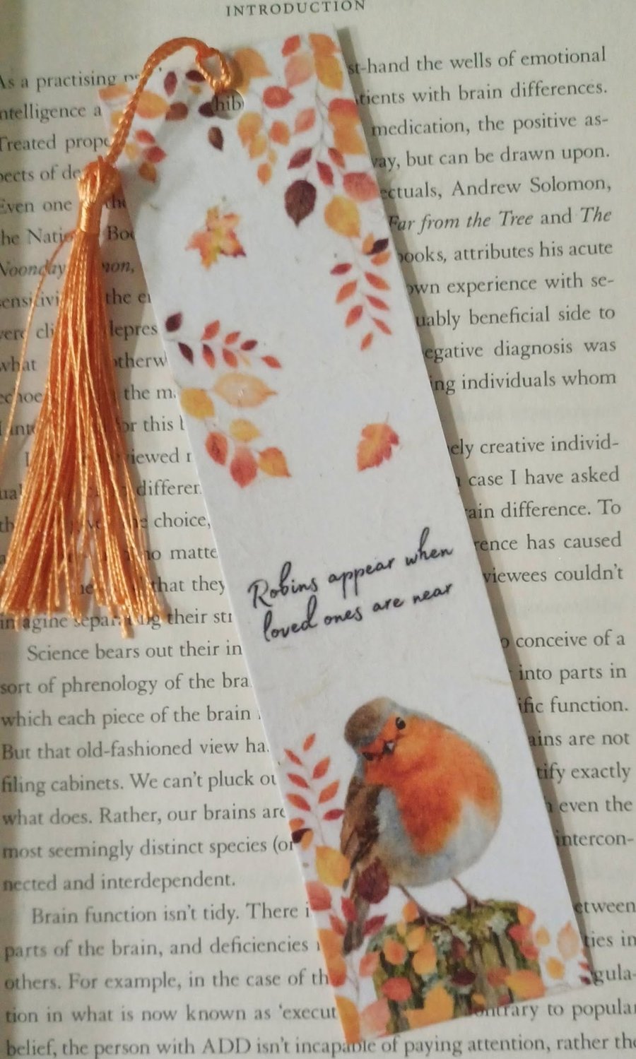 Handmade Bookmark Robins Appear