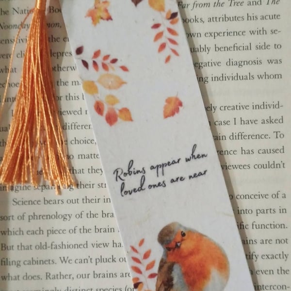 Handmade Bookmark Robins Appear