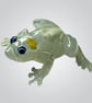 Handmade Frosted Resin Frog with Baby Frog Inside – White Floral Frog Ornament 