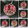 Christmas baubles boxed set of 6 large decorated with crochet lace (A6)