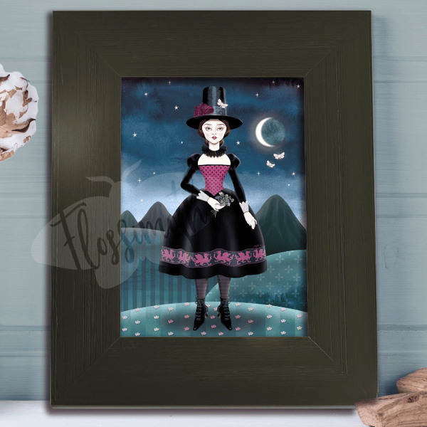 Tall Hat set of 2 Traditional Welsh Costume postcards of my illustrations