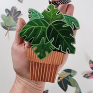 House plant Christmas tree decoration, Monstera Deliciosa