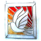 Sunset Dove Stained Glass Art Picture Suncatcher Handmade 