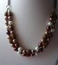 CINNAMON, BRONZE, OLD GOLD AND IVORY TWO STRAND NECKLACE.  752 - Image 2