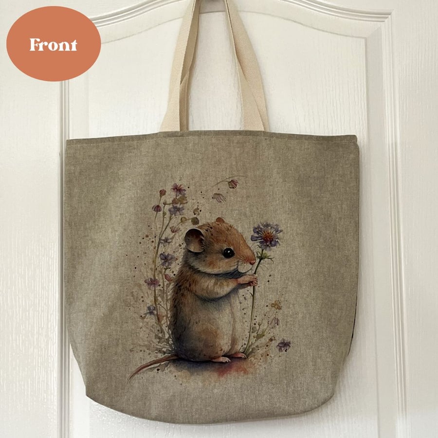 Tote Shopper Bag featuring Cute Field Mice & Wild Flowers