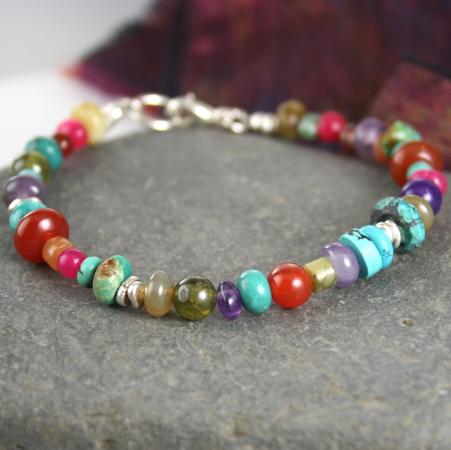 Juicy Gemstone and silver Bracelet 