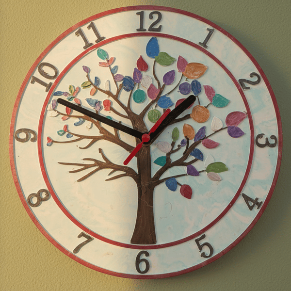 Handmade and Hand Painted Tree of Life Wall clock Made to order