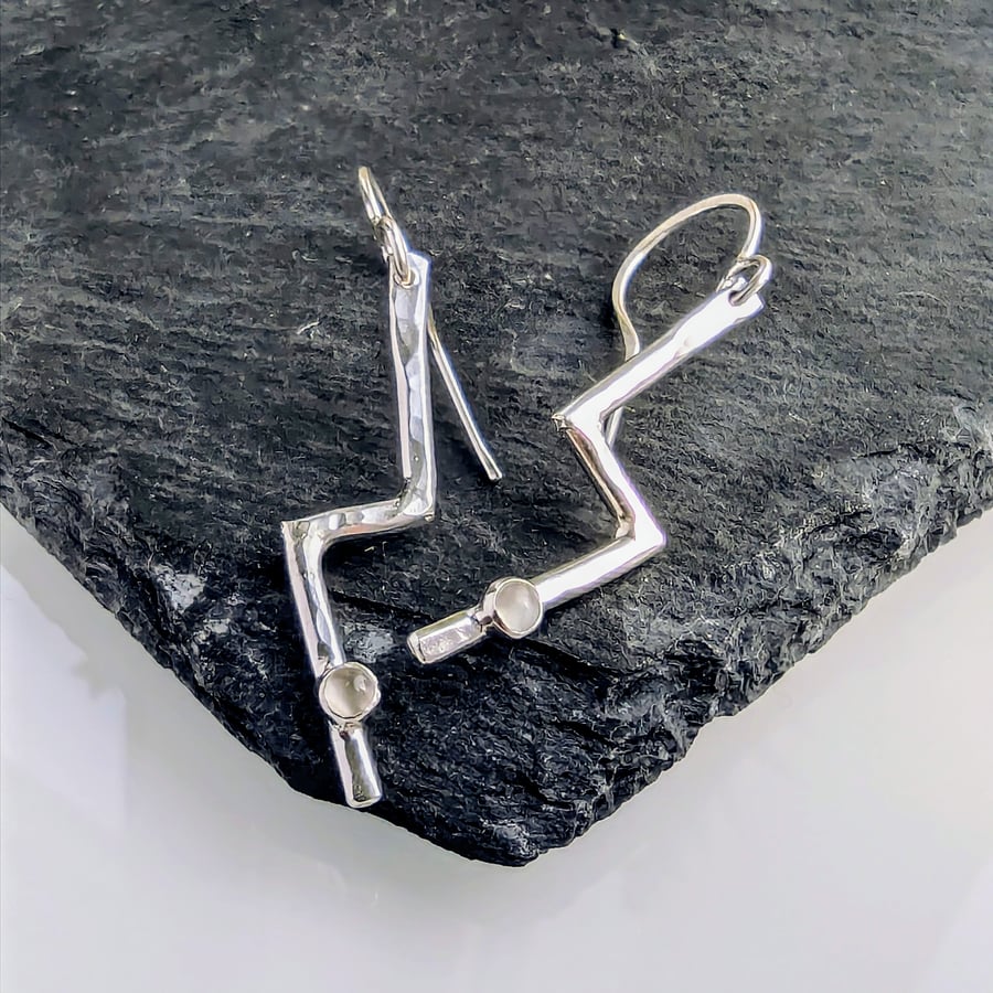 STERLING SILVER Moonstone Drop earrings, Handmade Urban Jewellery