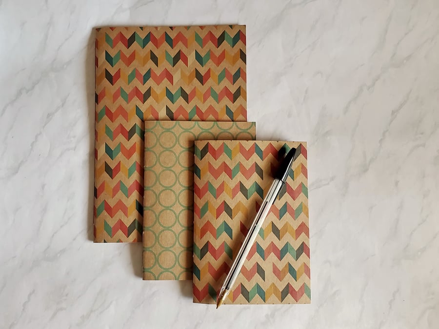 Zig-Zag Notebook Gift Set. A5 & A6 with printed kraft covers.
