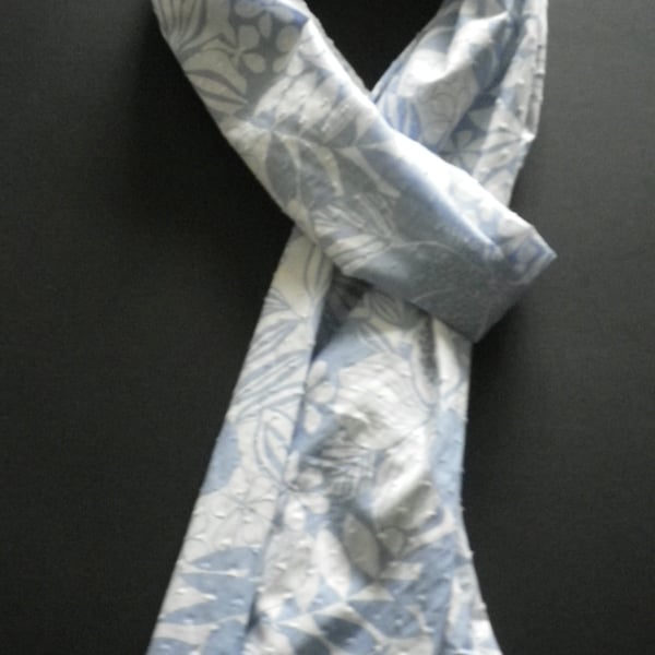 Lightweight pale blue and white cotton batiste summer scarf