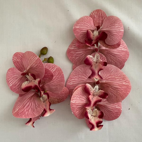 Rockabilly Vintage Inspired Set of Two Orchid Hair Flower and Corsage