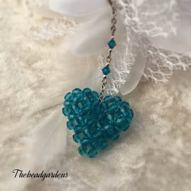 Blue green heart charm 